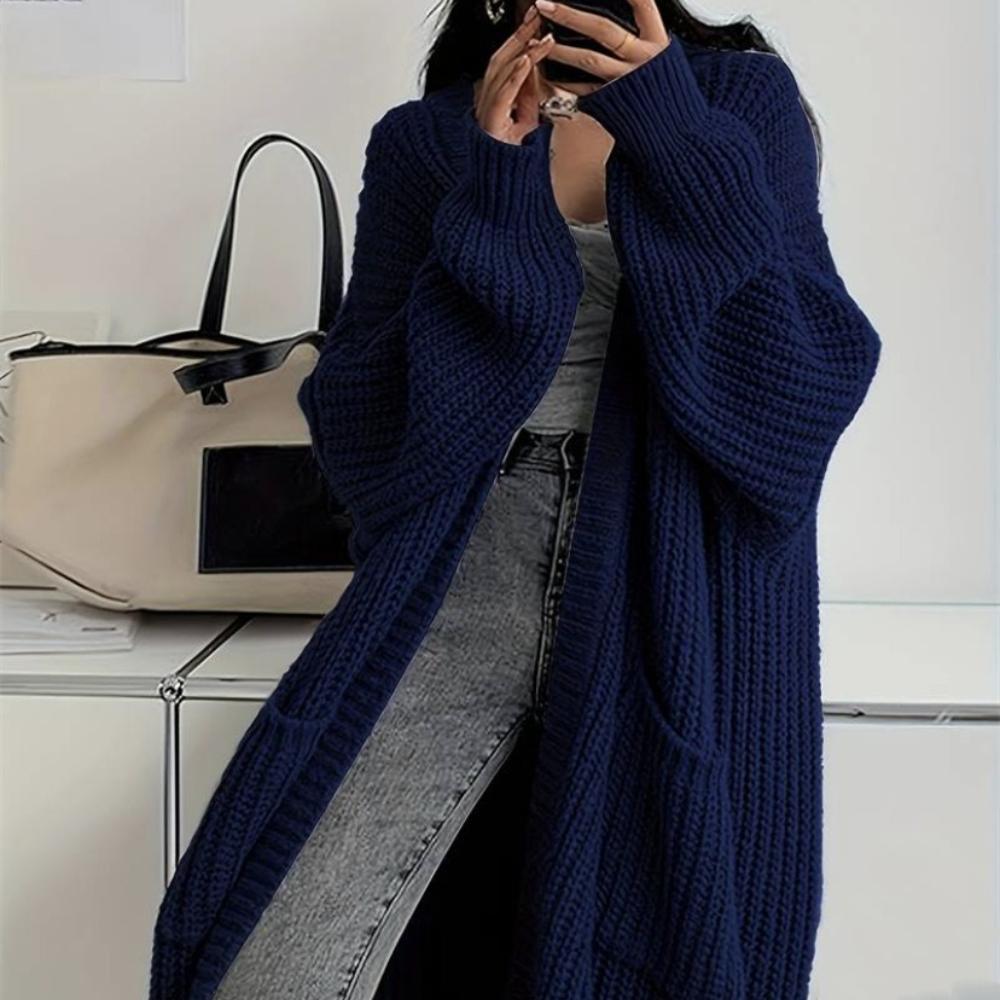 Temperament Long Over-the-knee Sweater Cardigan Women's Autumn and Winter New Lazy Wind Loose Thickened Knitted Jacket Women's Tide