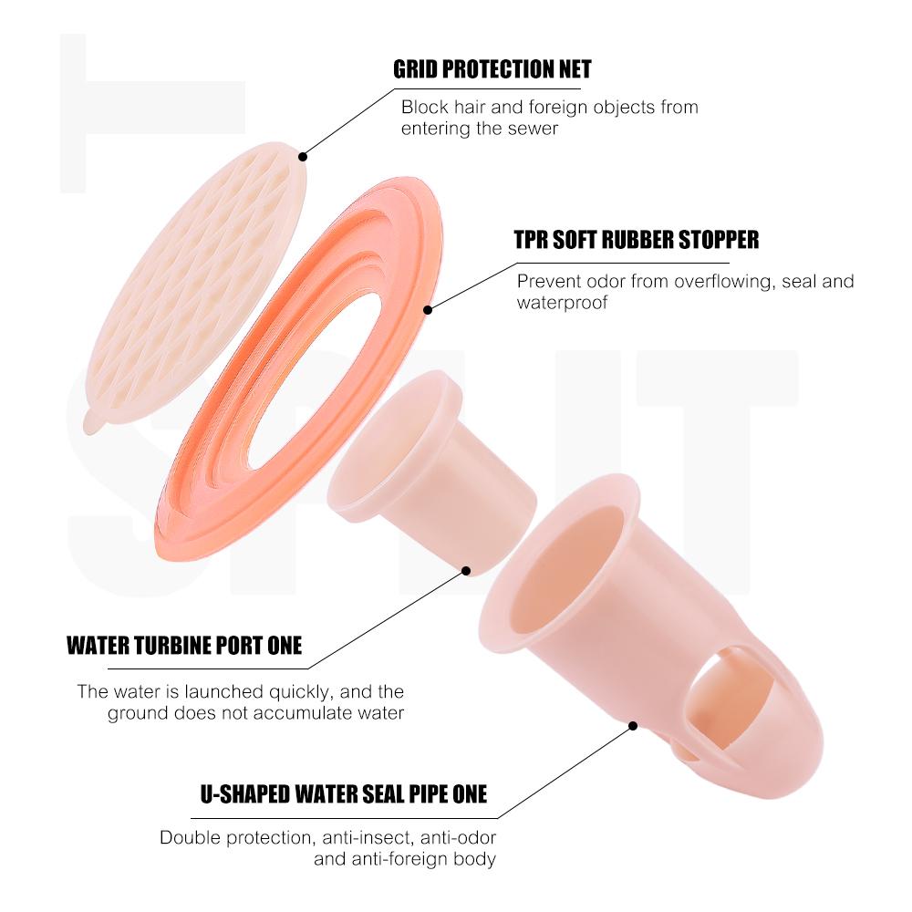 Floor Drain Cover Anti-insect and Anti-odor Fast Drainage Bath Shower Floor Strainer Cover Kitchen Bathroom Drain Hair Products