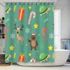 Christmas-themed Shower Curtain with Reindeer, Candy Canes, and Festive Animals Perfect for Bathroom Decor