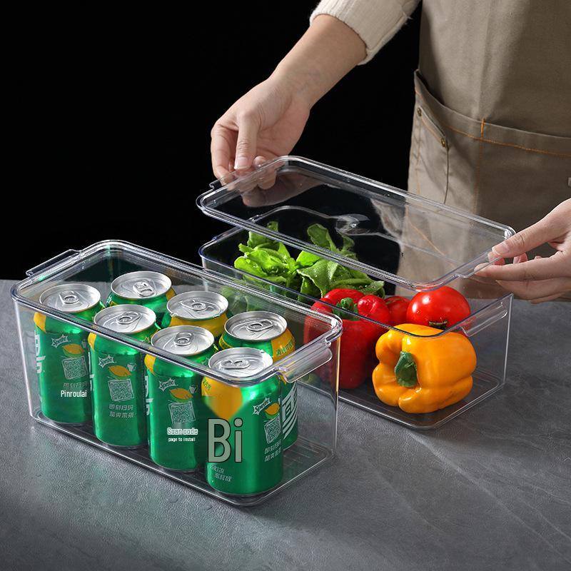 Food Grade Plastic Storage Box with Lid for Refrigerator/Freezer - Rectangular Container for Fruits & Vegetables