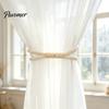 Decorative Curtain Buckle Magnetic Tieback, Cotton Linen Rope Holdback with Wood for Non-damaging Wall Tie Drapes, Backs Bedroom, Boho Room, Nursery,