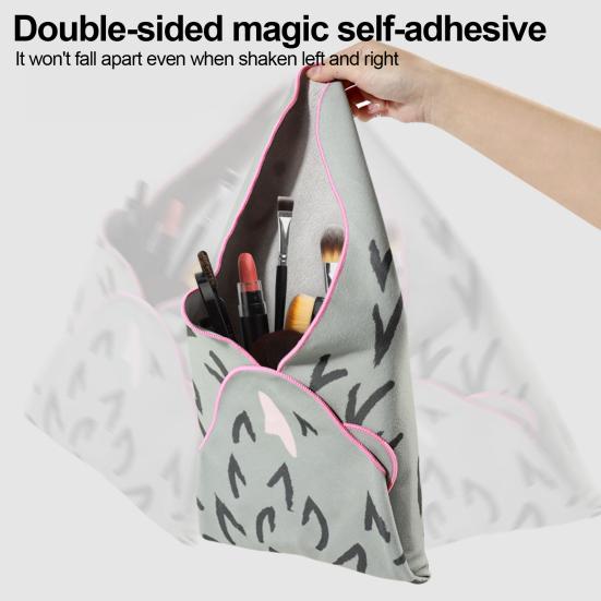 Universal Storage Cloth Makeup Bag Self-Adhesive Fastener Tape Portable Cosmetic Pouch Travel Organizer