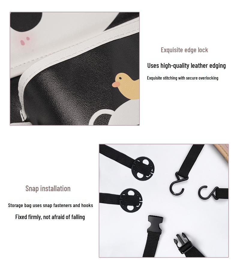 Panda Car Organizer: Multifunctional Hanging Storage, Cute Cartoon Interior Protective Pad