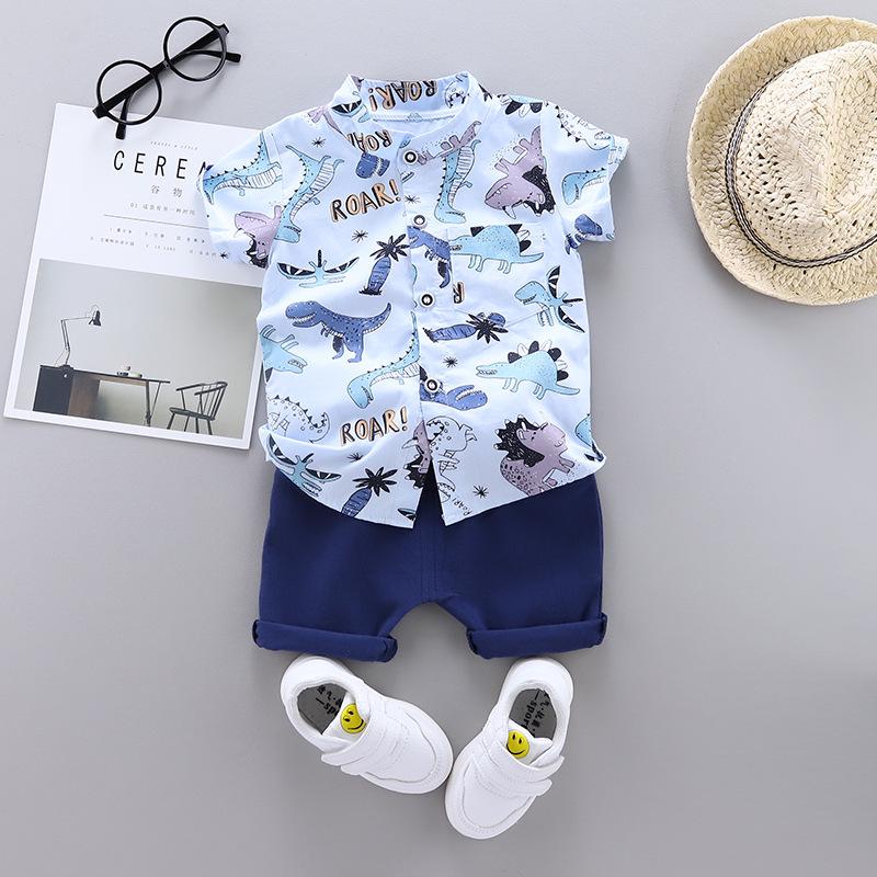 

Summer Korean Style Boys Infant Cartoon Shirt & Shorts Set 90 cm светло-синий
