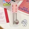 1set Korean Style Cute Strawberry Chopsticks Spoon Fork Cutlery Set with Box Portable Stainless Steel Tableware Kitchen Utensils