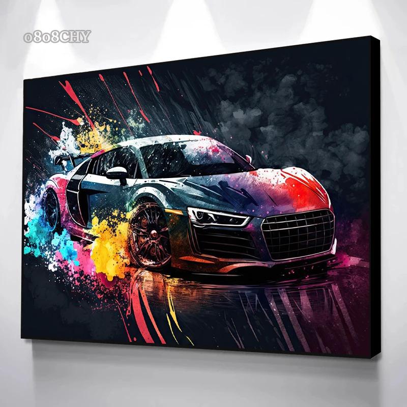 Abstract Colorful Art Vehicles Canvas Painting Cool Car Graffiti Posters and Prints Wall Art Pictures for Living Room Home Decor