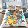 Digimon Cartoon 3D-Printed Bedding Set—Includes Duvet Cover and Pillowcases—Available for Single, Double, King, and Queen-Sized