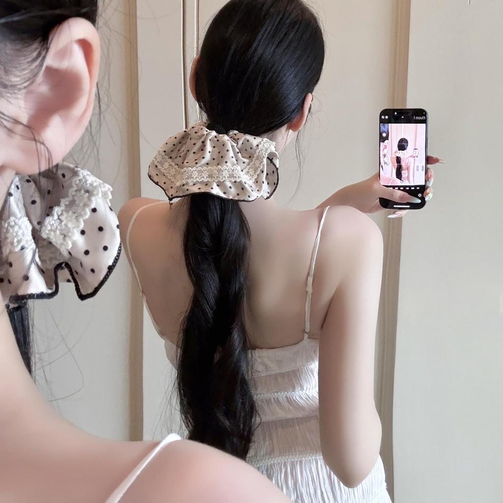 Elegant Double Layer French Pleated Scrunchie Hair Tie - Wedding & Bride Accessory