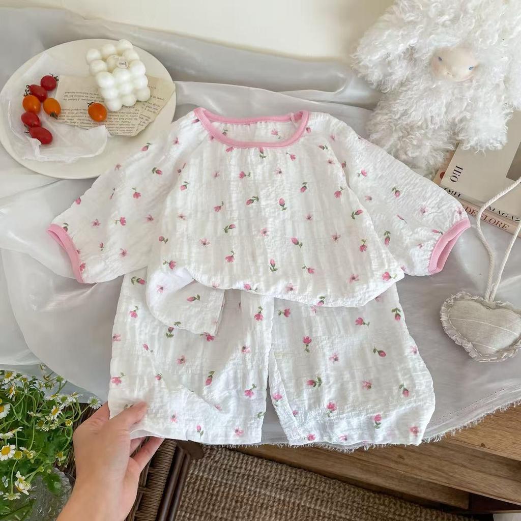 Summer Thin Children's Pajama Set - Cute Princess Style Homewear for Baby Girls, Short Sleeve & Shorts