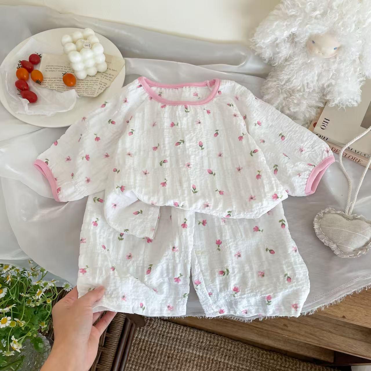 

Summer Thin Children s Pajama Set - Cute Princess Style Homewear for Baby Girls, Short Sleeve & Shorts 80