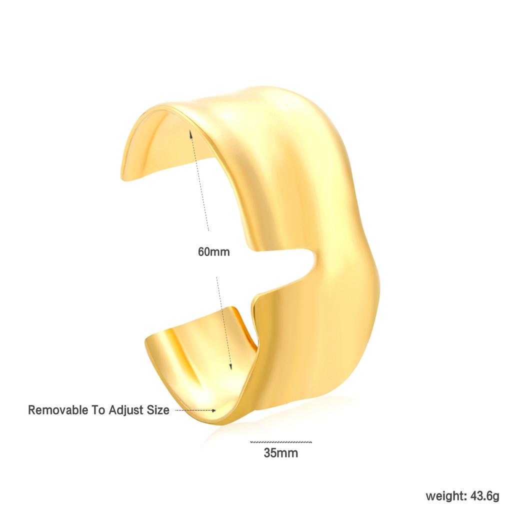 Vintage Geometric Open Cuff Bracelet Fashionable Personalized Jewelry High-End Gold Tone Bangle