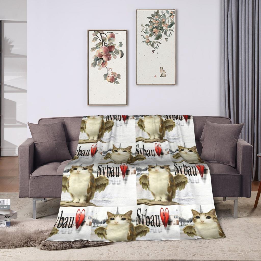 Hello Meowl CatOwl  Blanket Flannel Decoration  Multi-function Ultra-Soft Throw Blankets for Bed Couch Bedding Throws
