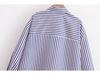 2025 Spring Women's Metallic Thread Striped Long Sleeve Shirt with Turn-Down Collar, European & American Style.