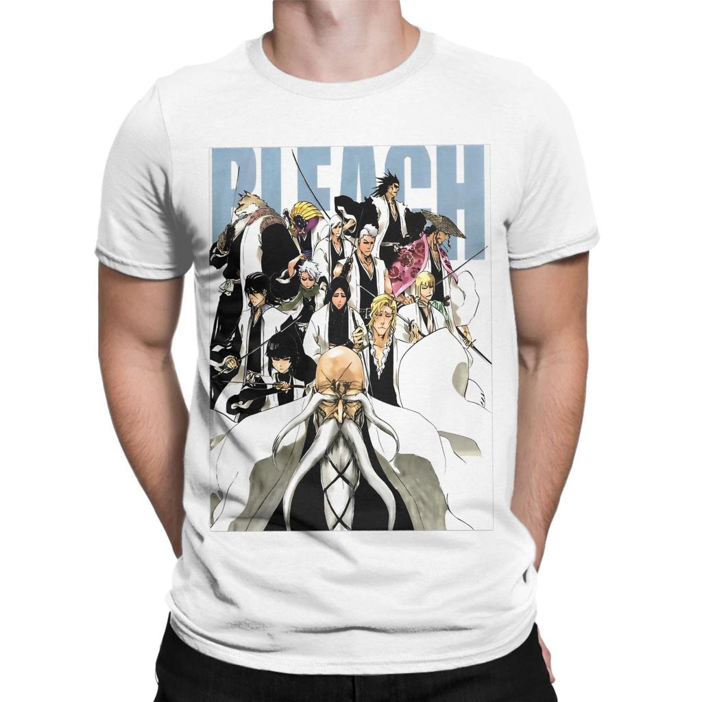 Printed BleachedCartoon Anime Kurosaki T Shirt For Unisex Japanese Manga Cotton T-shirts Short Sleeve Tops