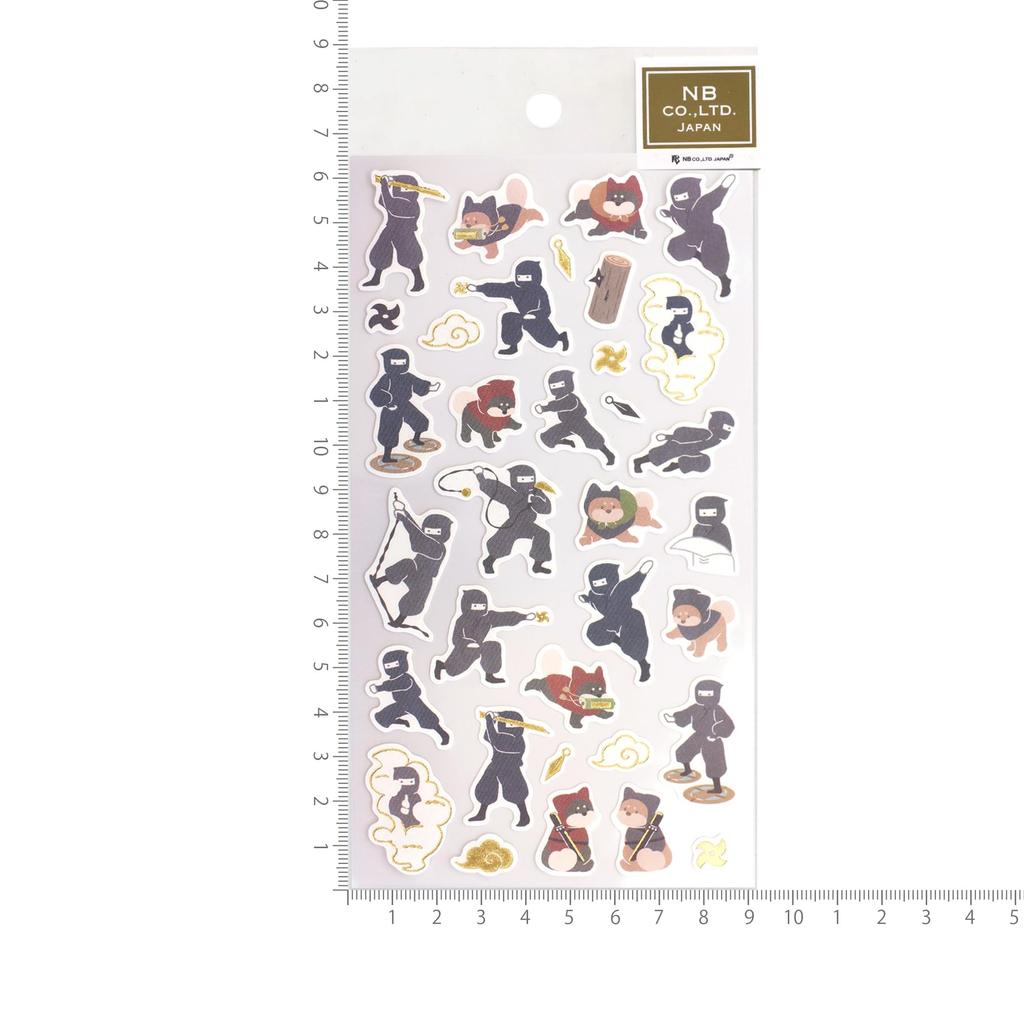 Japanese Style Sticker Large [Ninja Working Hard] Gold Leaf Stylish 5074179