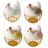 Egg Storage Basket Chicken Egg Basket with Chicken Shaped Lid Eggs Holder for Pantry