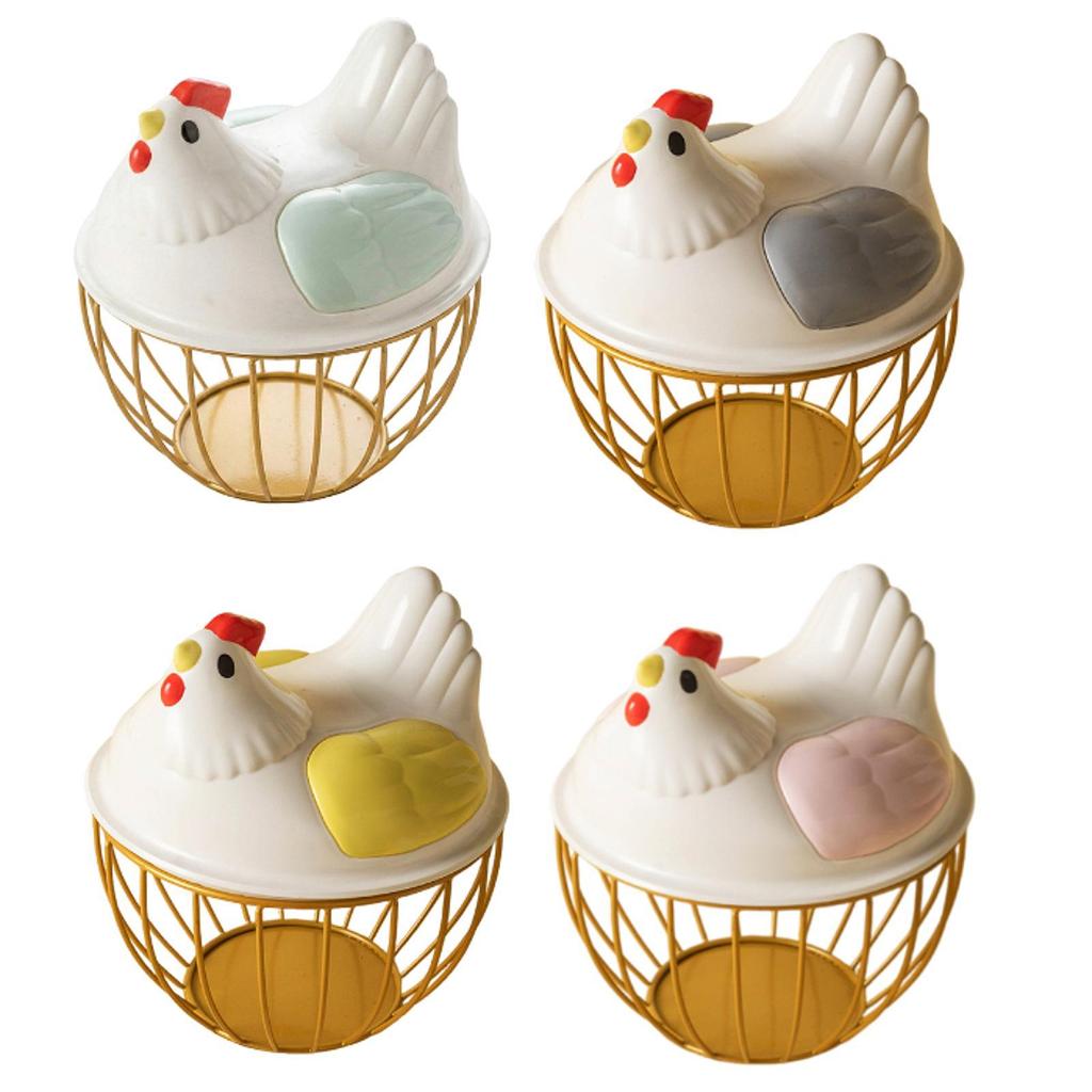 Egg Storage Basket Chicken Egg Basket with Chicken Shaped Lid Eggs Holder for Pantry