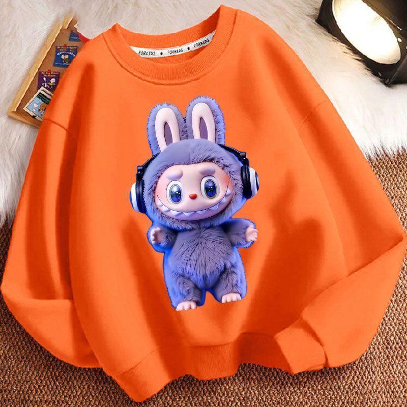 29/5000 Children's LBB Cartoon Hoodie, Long-sleeved Loose Round-neck Hoodie for Boys and Girls Spring and Autumn