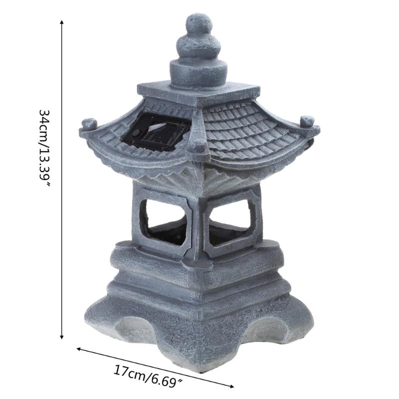 Decorative Solar for Palace Lamp Japanese Style Landscape Light Anti Deformed Garden Yard Resin Ornament Gift for Neighb