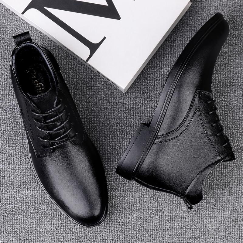 Fashion Genuine Leather Men's Boots Casual High Top Shoes Classic Male Motorcycle Boots Leisure Walk Botas Comfy Business Walking Shoes