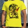 Summer Breathable Short Sleeve Loose Oversized Tee Unisex Mountain Bike Sport Astronaut Ride Bicycle to the Moon Hipster Man Tee