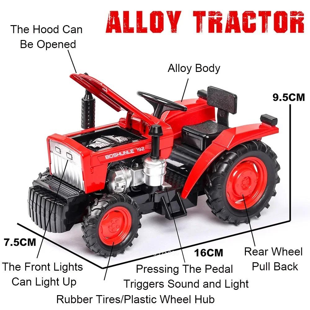 1/32 Simulation Tractor Toys Car Model Alloy Metal Body Agricultural Vehicle Pull Back Sound Light Function Toy Car For Boy Gift