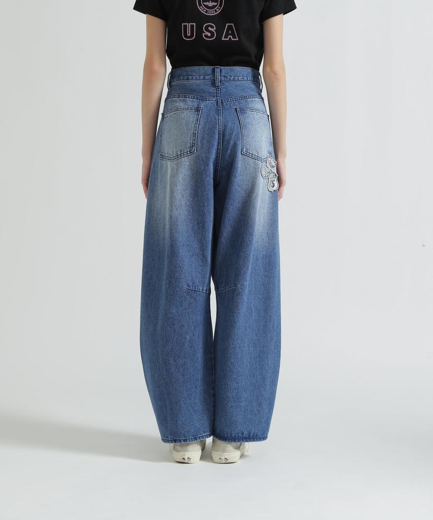 AVIREX WAPPEN BARREL LEG DENIM PANTS indigo