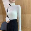 Autumn Winter New Fashion Long Sleeve Half High Collar Bottoming Shirt Solid Women's All-match Knitting Chic Tops
