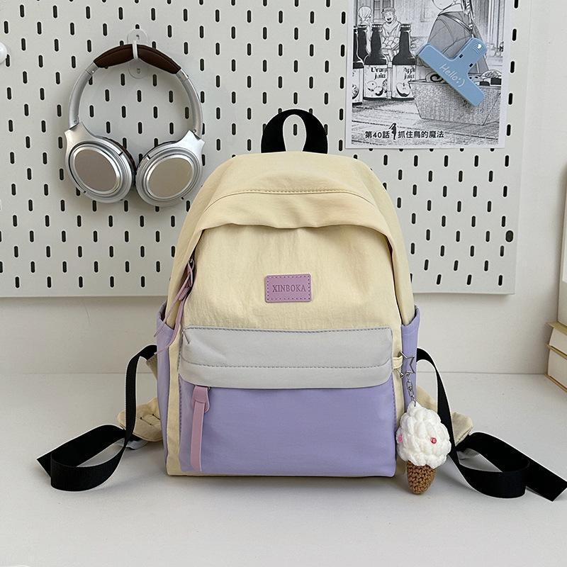 New High-value, Fresh, Sweet and Cute Contrasting Color Backpack, Casual and Lightweight Backpack for Junior High School Students