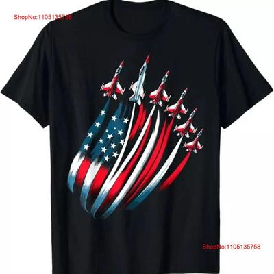 Patriotic USA Flag Fighter Jets Boys 4th of July Black T Shirt Vintage Washed Designer Clothes Unisex Versatile Soft Breathable