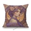 Mucha Style Floral Princess Girl Pink Purple Blue Pretty Flower Daughter Room Decoration Sofa Pillow Case Spring Cushion Cover