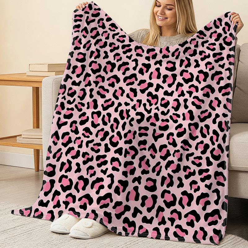 Leopard Print Flannel Fleece Blanket Cozy High-Density Plush, Soft Warm Throw for Home, Couch, Halloween & Christmas