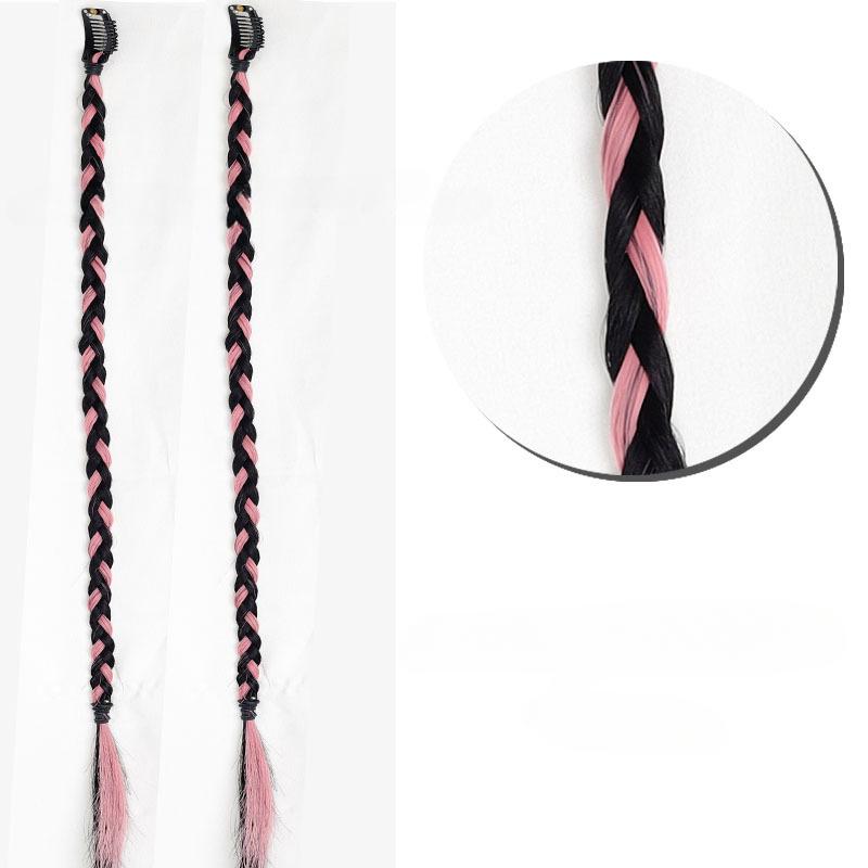 2 stücke Synthetische Perücke Zöpfe mit Clip Haar Zopf Haarverlängerungen Zubehör Ringe Dreadlocks Hip-Hop Haar Seil Lametta