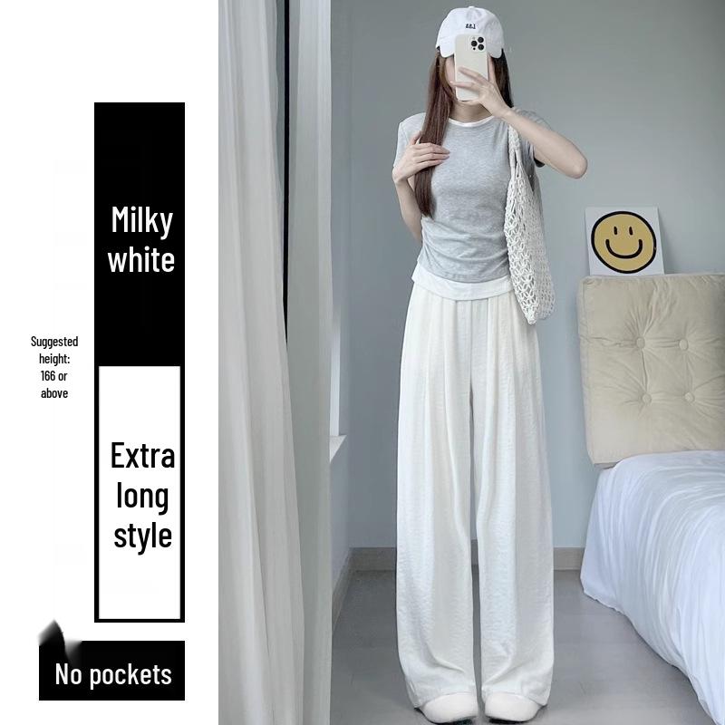 Women's Ice Silk High-Waist Wide Leg Trousers - Summer 2025 Collection