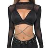 European and American Summer Short Perspective Mesh Long-sleeved Blouse Women High Elastic Mesh Sun Protection Shirt Top