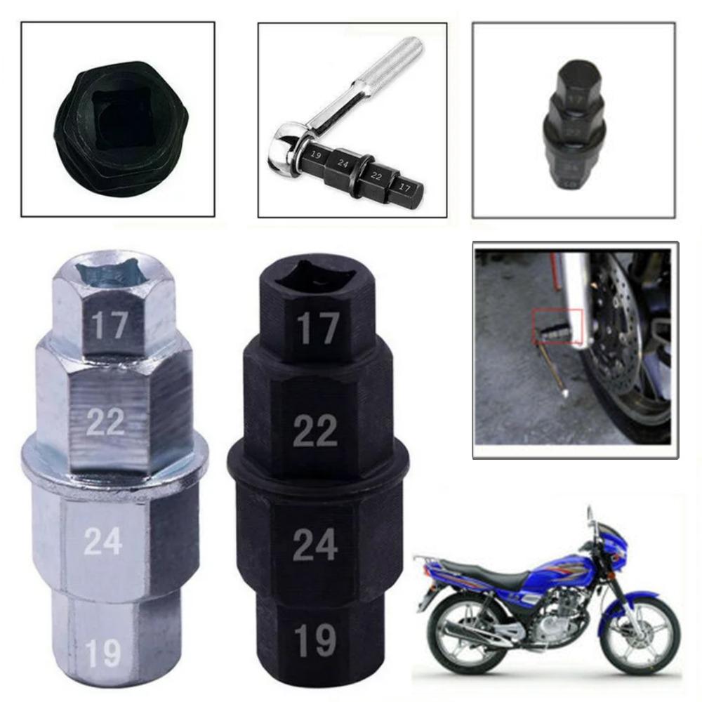 Motorcycle 17 19 22 24mm Front Rear Wheel Axle Hex Spindle Driver Multifunction Removal Tool