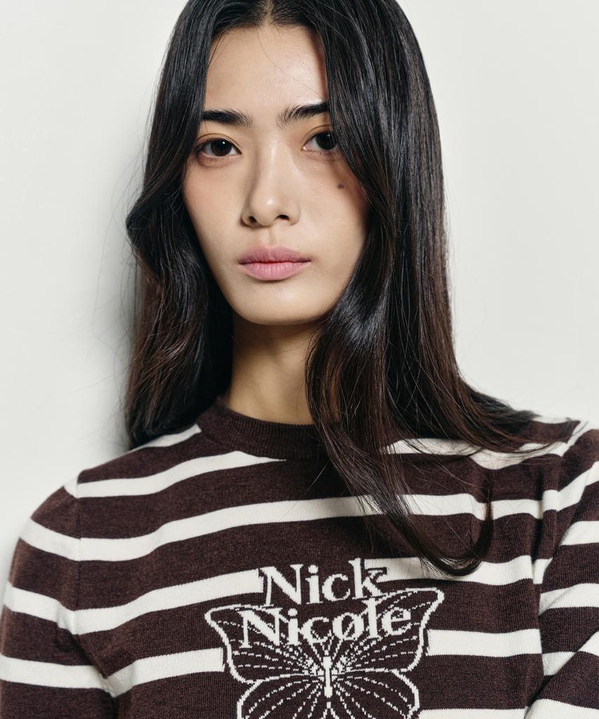 Nigaennikol Mini Butterfly Signature Stripe Knit_Brown