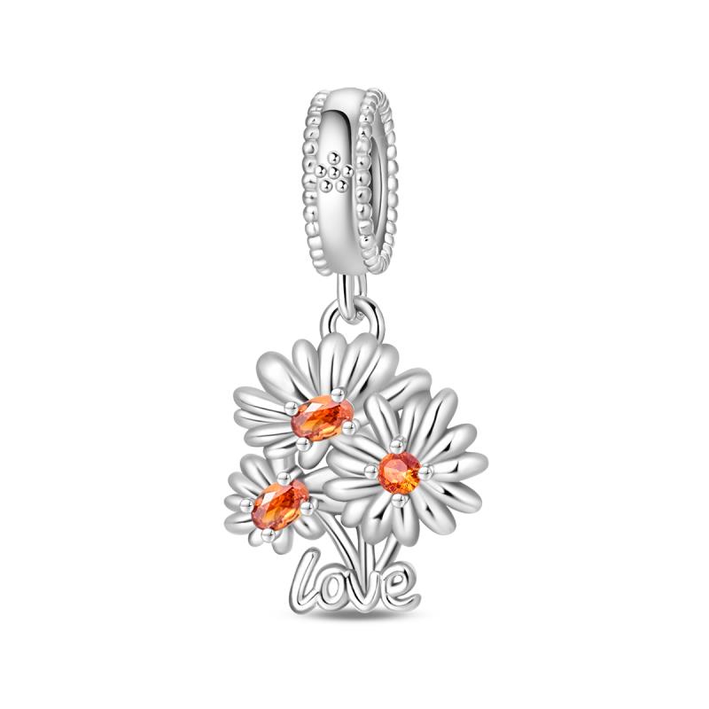 Warm Copper Butterfly Spring Bouquet Charm Beads Suitable Fit Pan Original Bracelet Diy Jewelry Gift