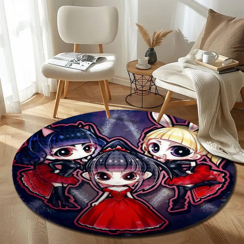 Classic Round Butterfly Multicolor Carpet, Non-Slip Floor Mat for Living Room