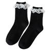 JK Girl Ruffle Lace Trim Cotton Ankle Socks Jacquard Knit Frilly Socks for Women