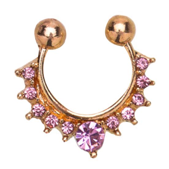 Fashion Women Rhinestone Inlaid Nose Ring Clip Hoop Piercing Body Jewelries