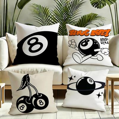 Fashion Black Ball Cushion Cover Silky Short Plush Invisible Zipper Dustproof Sofa Pillow Case for Home Decor