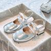 Girls' Princess High Heels2026New Performance Dress Retro Square-toed Shallow Buckle Strap Open-back Mary Jane Shoes