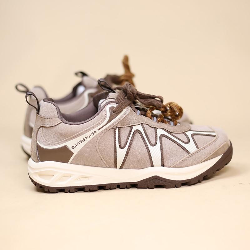 Women's 2025 Colorblock Casual Sneakers - Comfortable Korean Style with Double Shoelaces and Height Boost