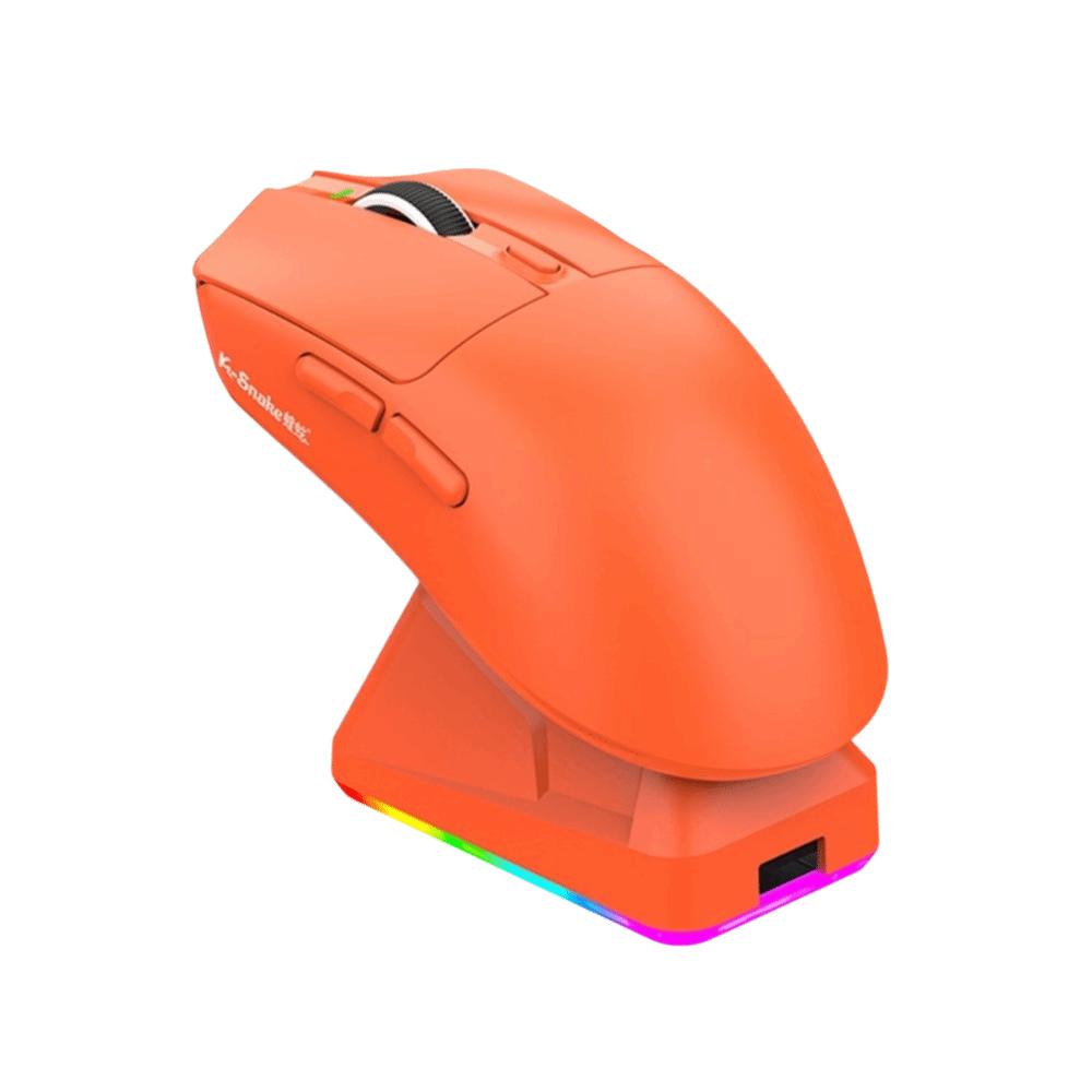 

X11 PAW3311 Tri-Mode Bluetooth Mouse High Precision RGB Touch Wireless Mouse Programmable Magnetic Charging Base Gaming Mouse помаранчевий