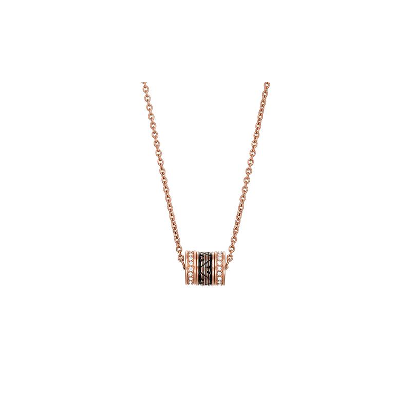 Emporio Armani Fashion Rose Gold Diamond Black Beads Transfer Beads Women's Stainless Steel Necklace Women's EGS2975221 F Original Bag