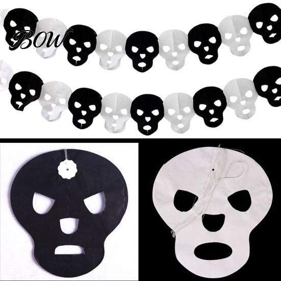 Decorative Holiday Cloth 5 Pcs 10FT Halloween Banner, Spooky Spider Bat Skull Ghost Festive Celebration Banner Pumpkin Hanging Bunting Garland