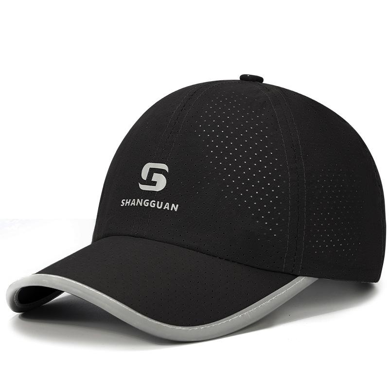 

Baseball Cap Fully Perforated Reflective Sun Hat Outdoor Sports Breathable Logo чёрный