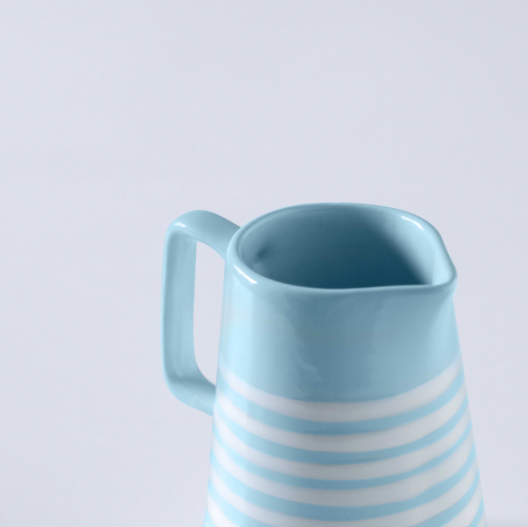 Hand-painted Blue Stripe Ceramic Jug Coastal Farmhouse blu