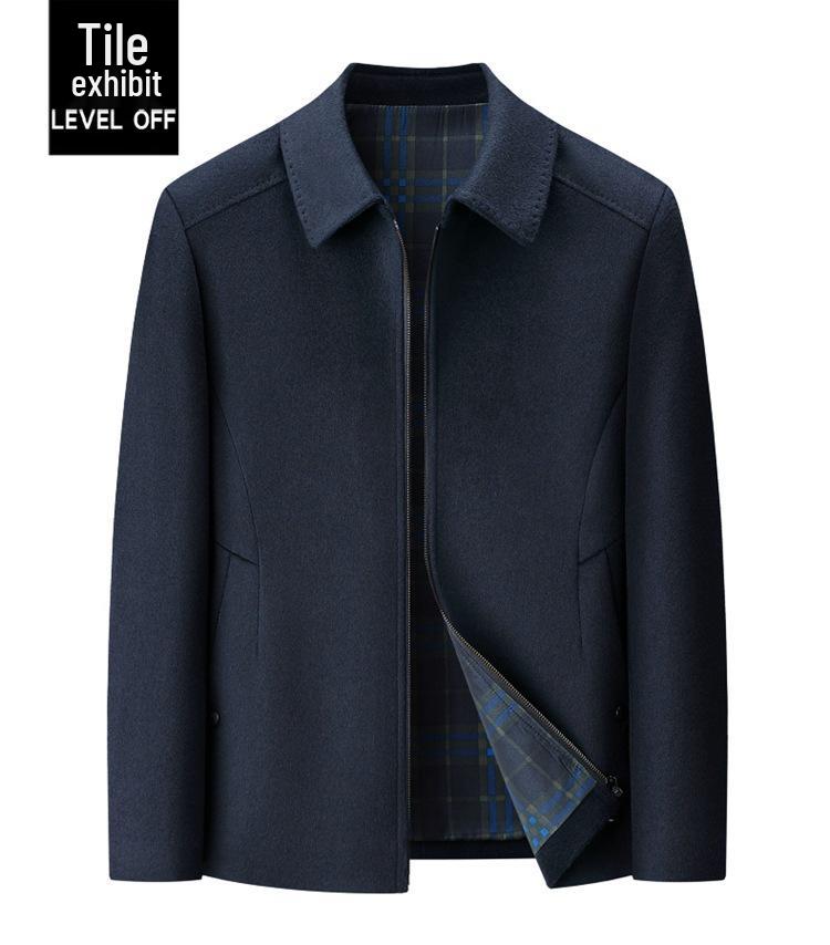 Men's High-End Cashmere Wool Jacket - Mid-Length Casual Lapel Coat for Middle-Aged Dads